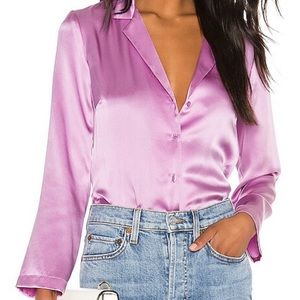 Amanda Uprichard x REVOLVE - Electric Lilac Silky Buttondown Bodysuit